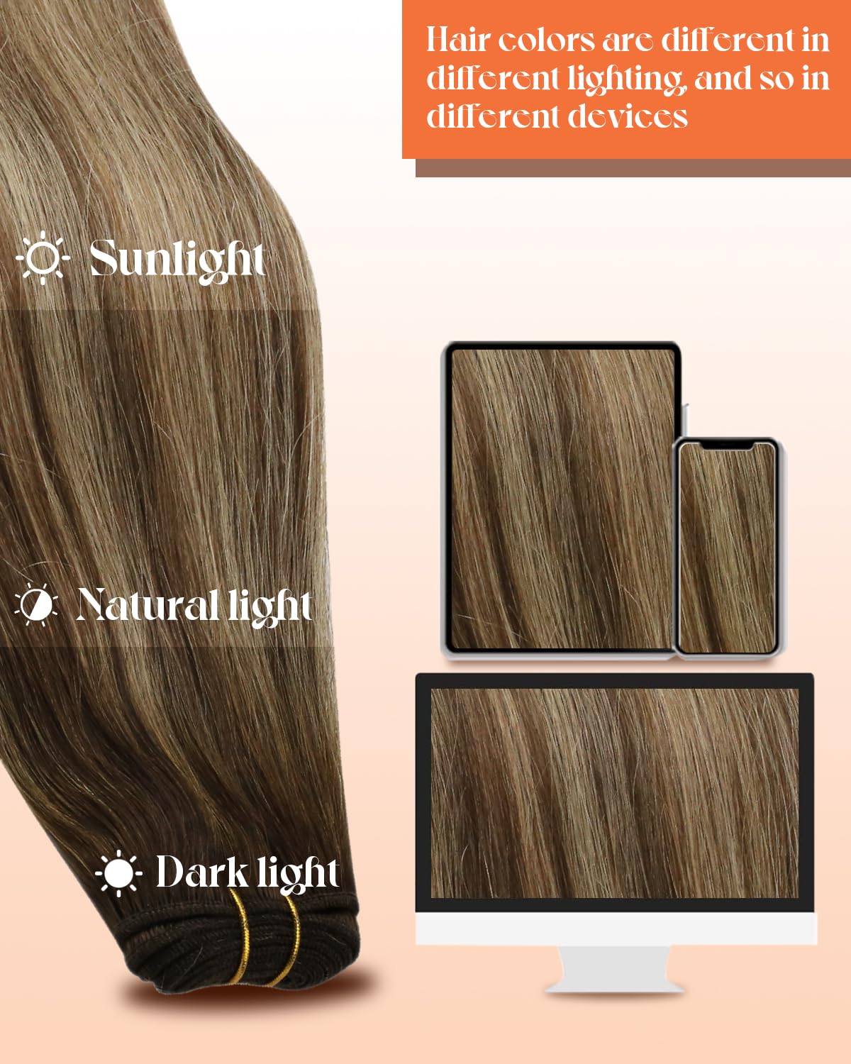 Sunny Hair Sew in Hair Extensions Real Human Hair 24 Inch Balayage Weft Hair Extensions Dark Brown Mix Caramel Blonde Sew in Bun