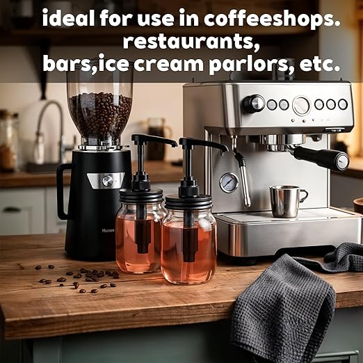 10PCS mason jar pump dispenser lid coffee syrup pumps for plastic mason jars syrup dispenser for coffee bar glass Seal Leak-Proof maple syrups dispensers for Honey, Ketchup,Liquid Condiment
