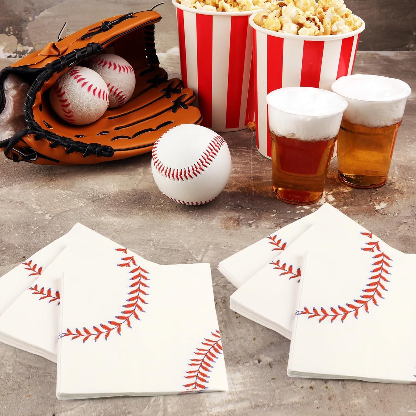 50PCS Baseball Paper Napkins 13 x 13 Inches Luncheon Napkins Cocktail Napkins Disposable Sports Theme Decorations for Kids Baby Shower,Birthday Party,Baseball Theme Party Supplies