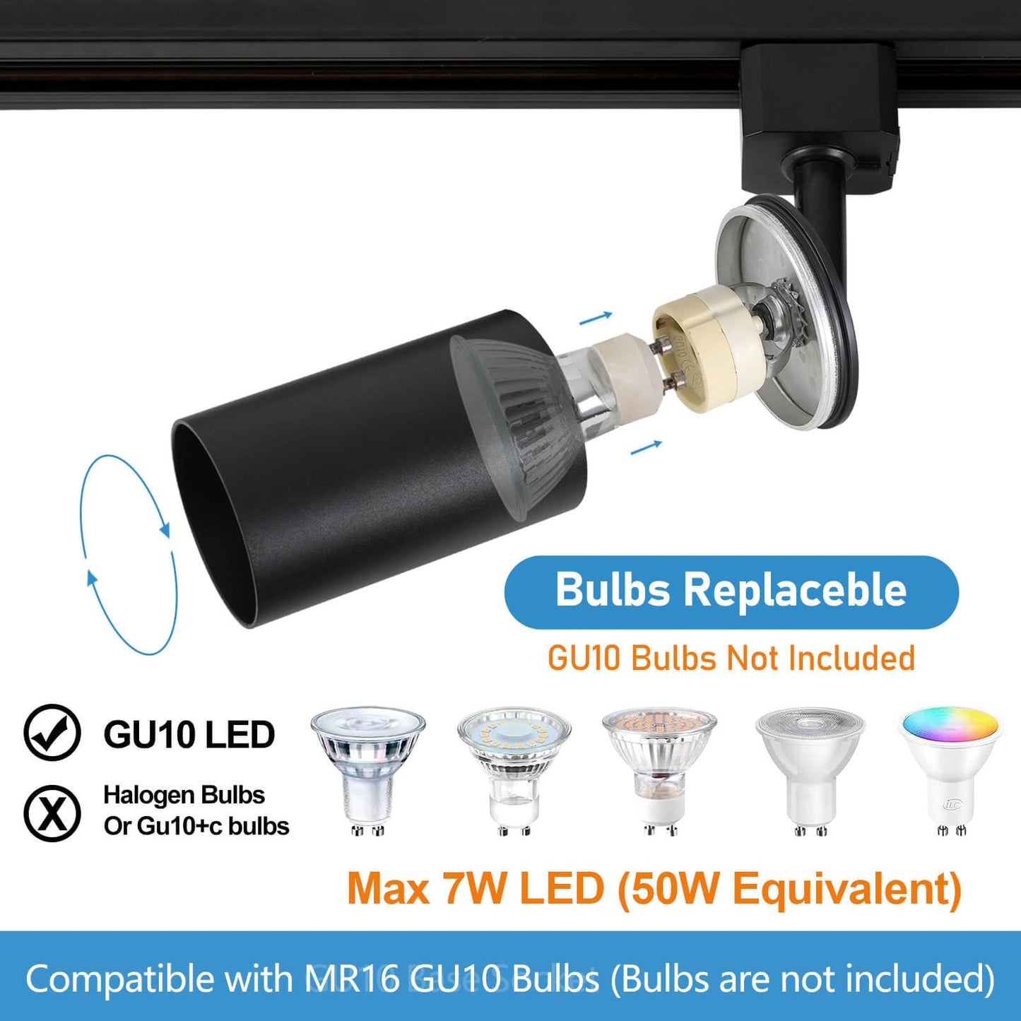 Hiiglxii 8-Light Led Track Lighting Kit With 6.6Ft H Track Lighting Rails & Floating Canopy Connector  Gu10 Track Light Kit  Modern Kitchen Track Lighting Fixtures Ceiling Spot Light  Black (No Bulbs)