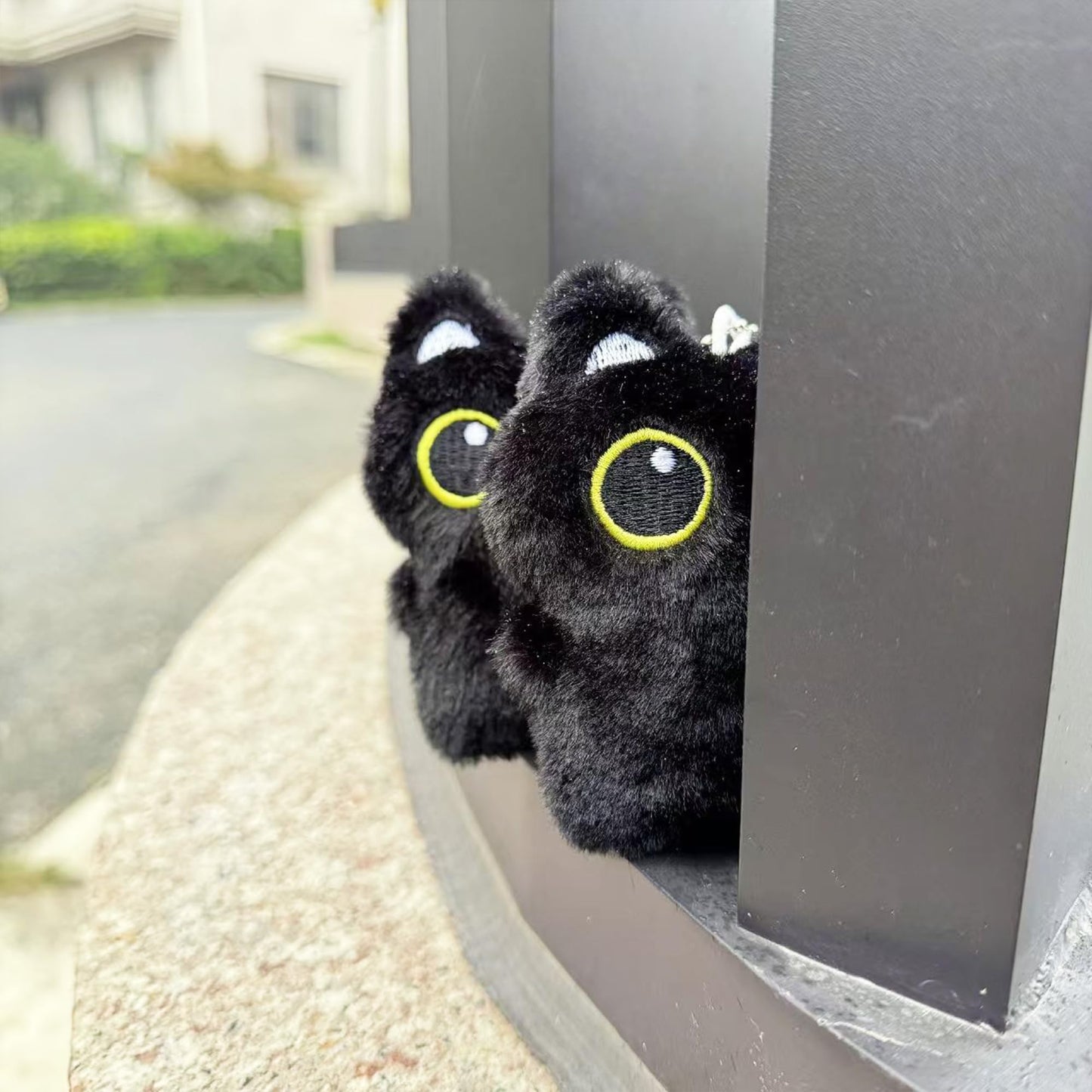 Fuerxy Black Cat Bag Charm, Cute Cat Plush Keychain, Black Cat Gifts for Handbags Backpacks Purse Keychain Accessories Charm Cat Lover Gifts