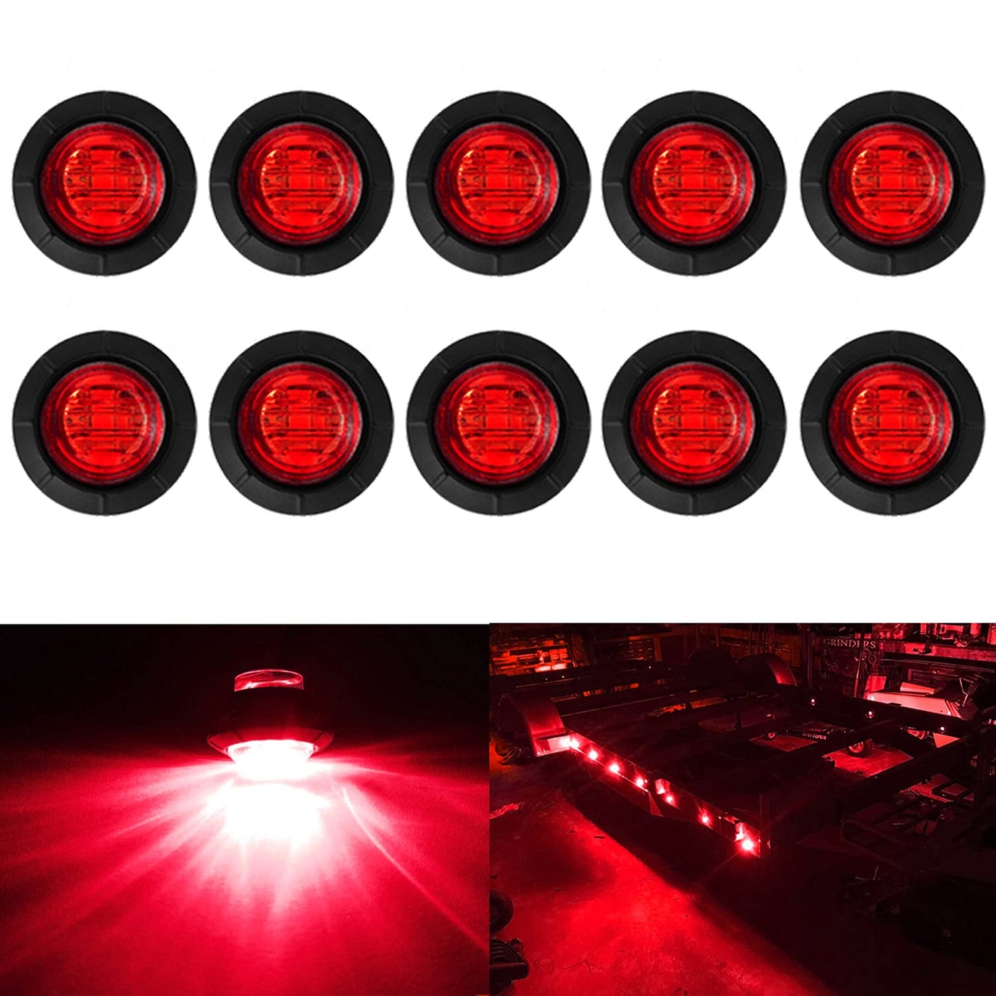 KEING 10 Pack Red LED Side Marker Lights for Truck Trailer RV Boat - 3/4 Inch Clearance Lights, 5 Year Warranty