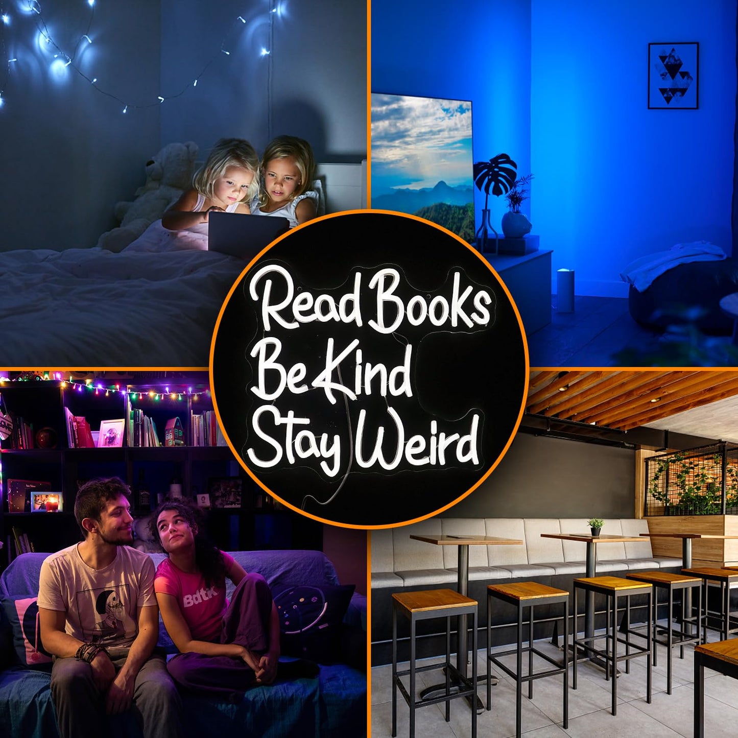 Lisignve Led Neon Sign - Read Books Be Kind Wall Decor, Dimmable, Usb Powered, 14.17X13, White