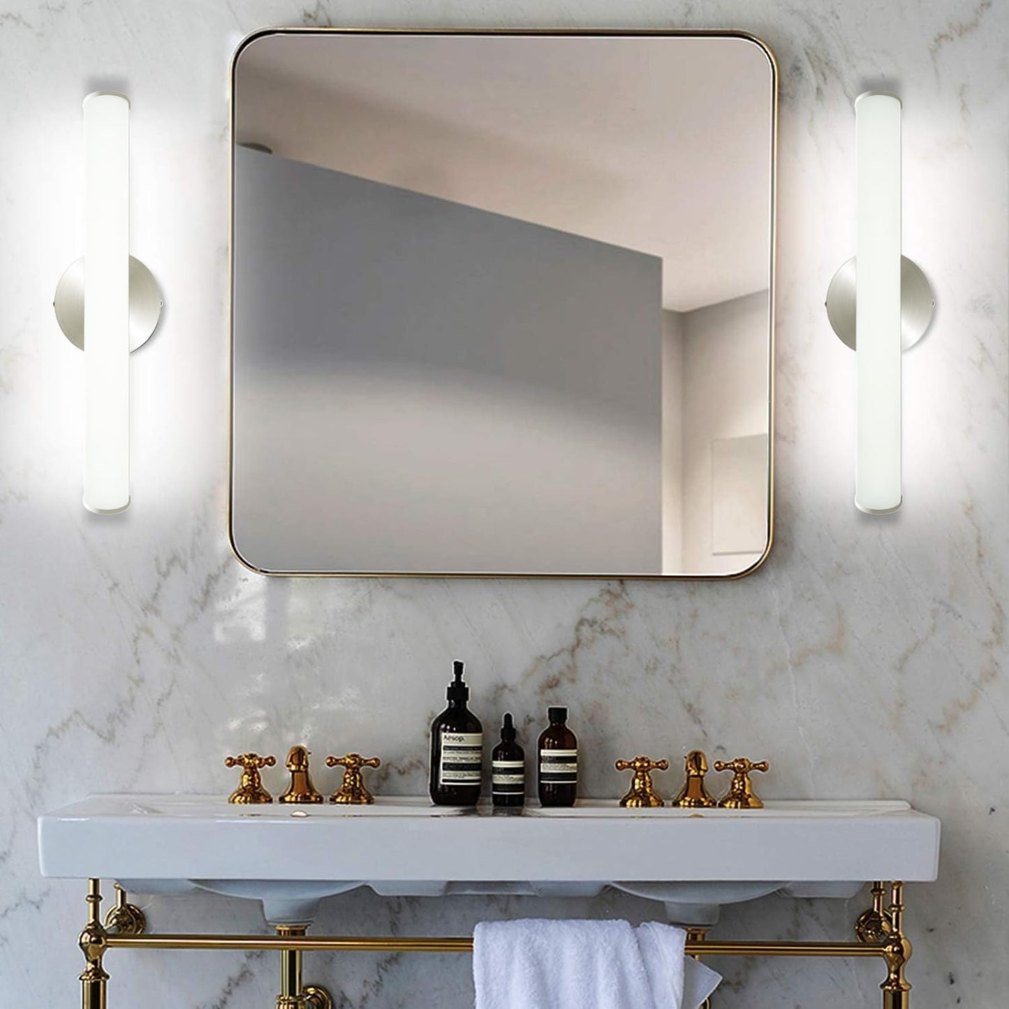 OOWOLF LED Vanity Light 12W Acrylic Bathroom Lamp 1200LM 17.3in 4000K Natural White