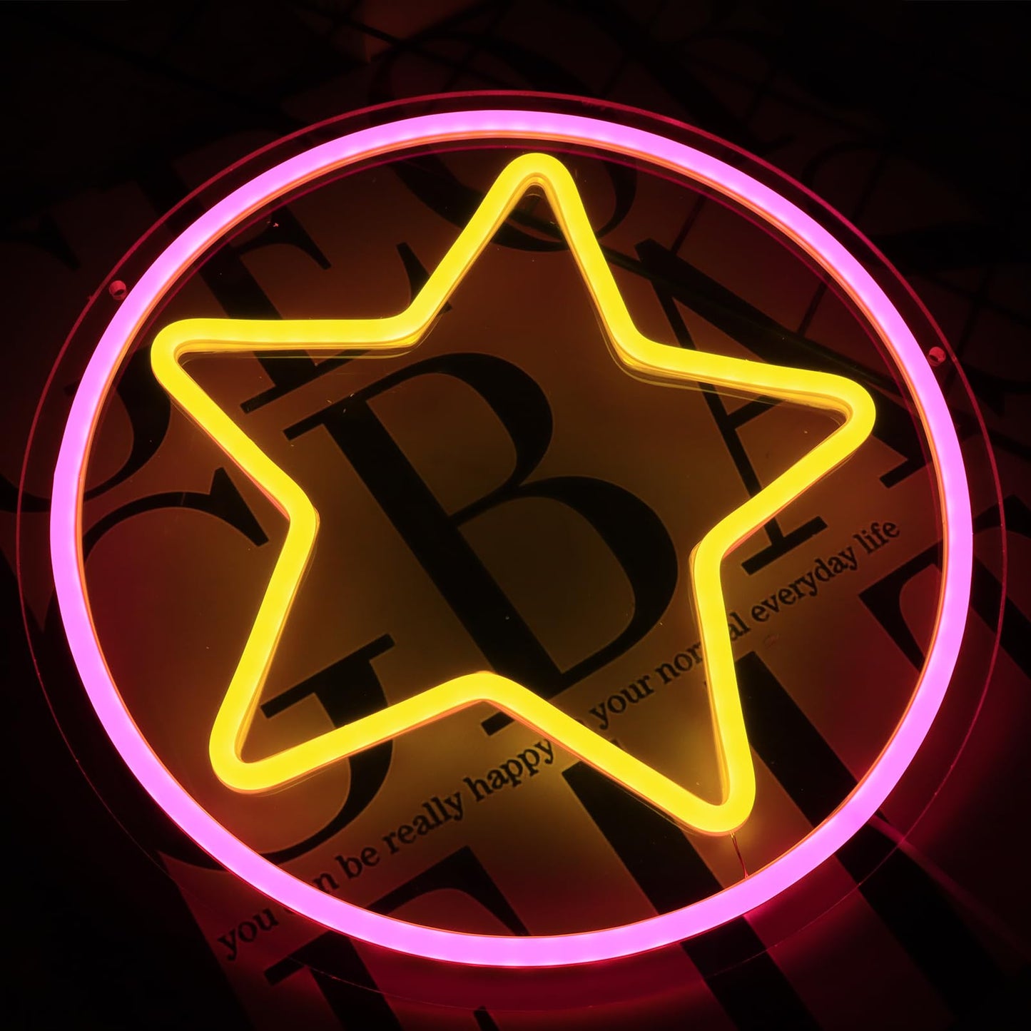 Fuendkf Star Neon Signs For Wall Decor  Steven Star Neon Lights With Dimmer Switch Star Led Neon Lights For Bithday Gifts  Man Cave And Best Gifts For Fans