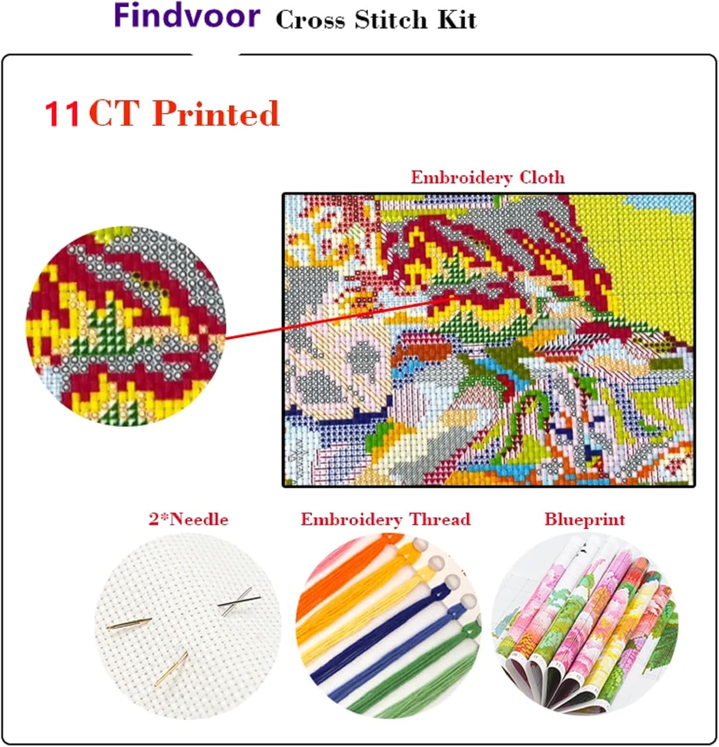 Hopeart Stamped Cross Stitch Kits for Beginner Embroidery Kits for Beginners Adults DIY 11CT Cross Stitch Patterns Needlepoint Kits Crossstitching Kits-Eiffel Tower Street 16x20 inch