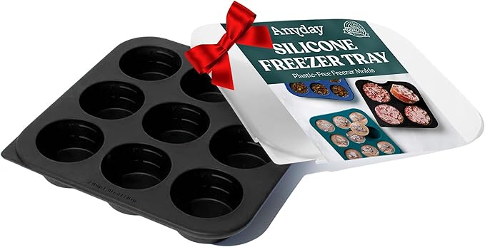 Anyday 2-Tbsp Silicone Freezer Tray with Silicone Lid for Baby Food, Sauces, Garlic, Herbs | Plastic-Free Freezer Molds | 1 Oz Baby Food Puree Ice Cube Tray Reusable