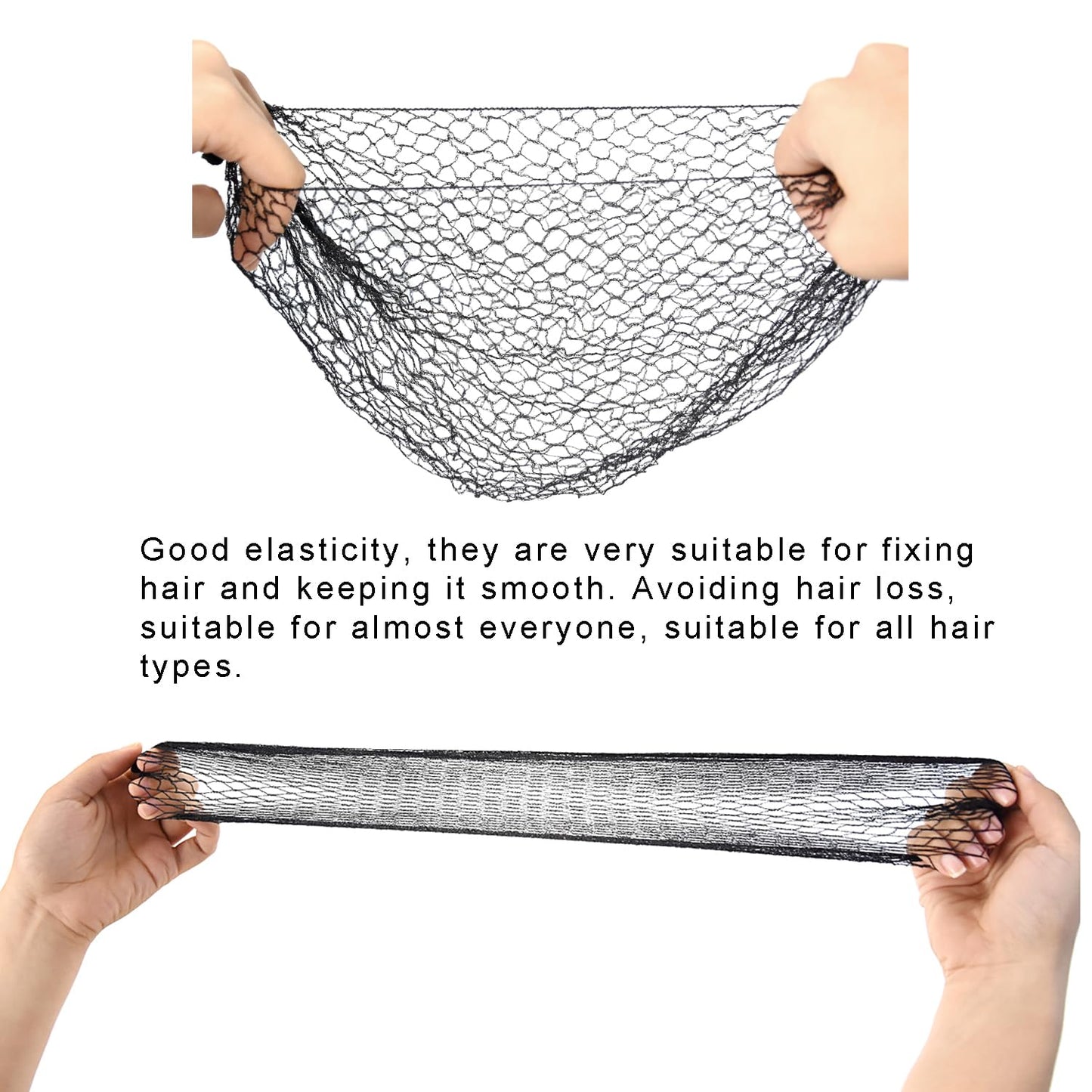 12 Pcs Thicker Hair Net Black Invisible Elastic Edge Mesh Wig Net Reusable Hair Net for Women Hair Bun Food Service Ballet (20 I