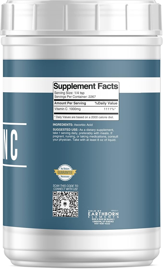 Earthborn Elements Vitamin C Powder 5 lb, Ascorbic Acid, Dietary Supplement