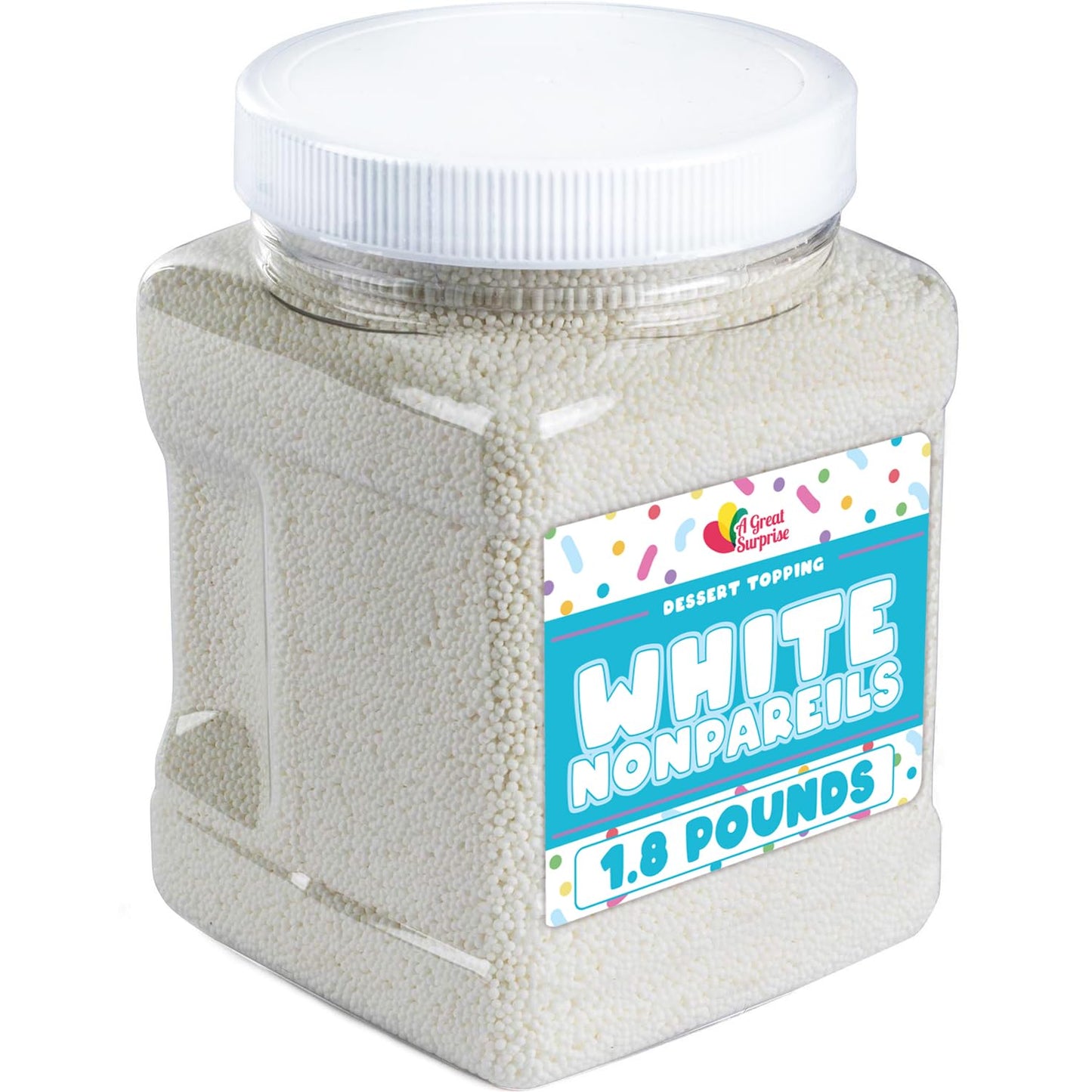 White Nonpareils Sprinkles - 1.8 LB Bulk Candy - Non Pareils Jimmies - Toppings for Cake Decorating, Cupcakes, Baking