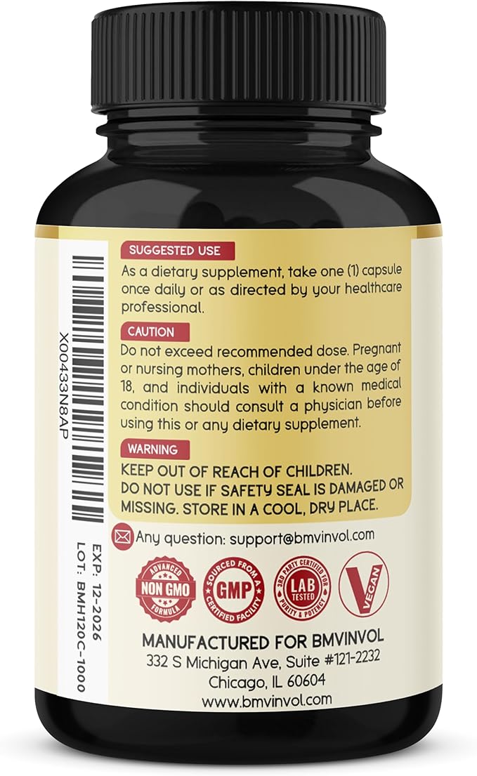 BMVINVOL Horny Goat Weed for Men and Women with Maca, Tribulus, Ginseng, Ashwagandha, Tongkat Ali - 120 Capsules for 4 Month Supply
