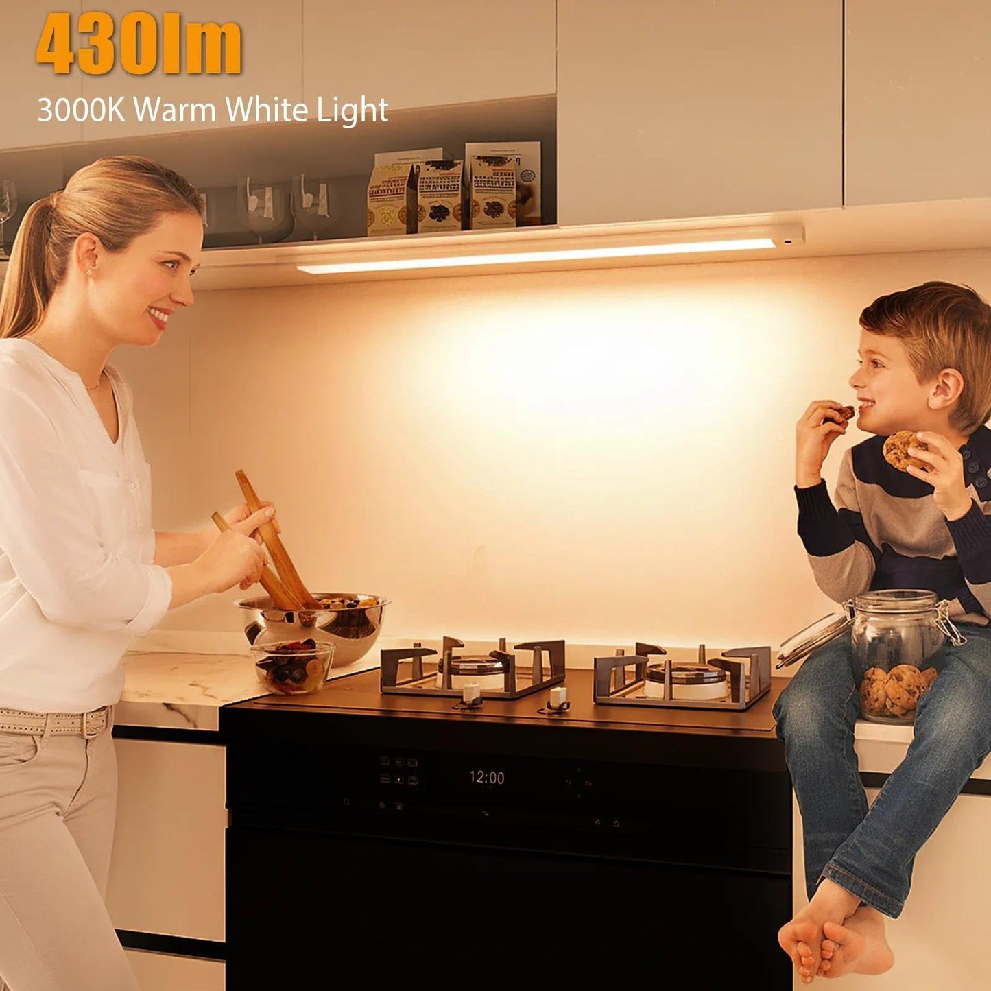 Myplus 16 Inch Under Cabinet Lights With Hand Wave  Under Counter Lighting 3000K Warm White Dimmable Plug And Play Led Lights For Kitchen Cabinet  Cupboard  Closet  Desk