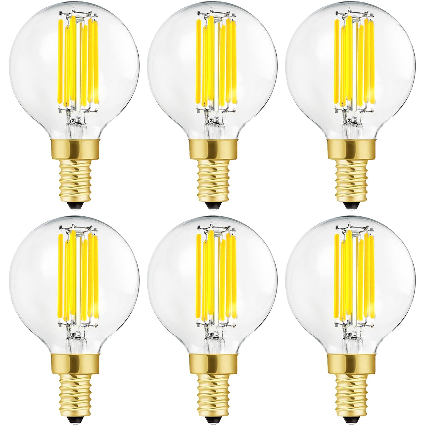 Leools Dimmable G16.5 LED Bulb Candelabra E12 6W 4000K Neutral White 600lm Glass 6-Pack