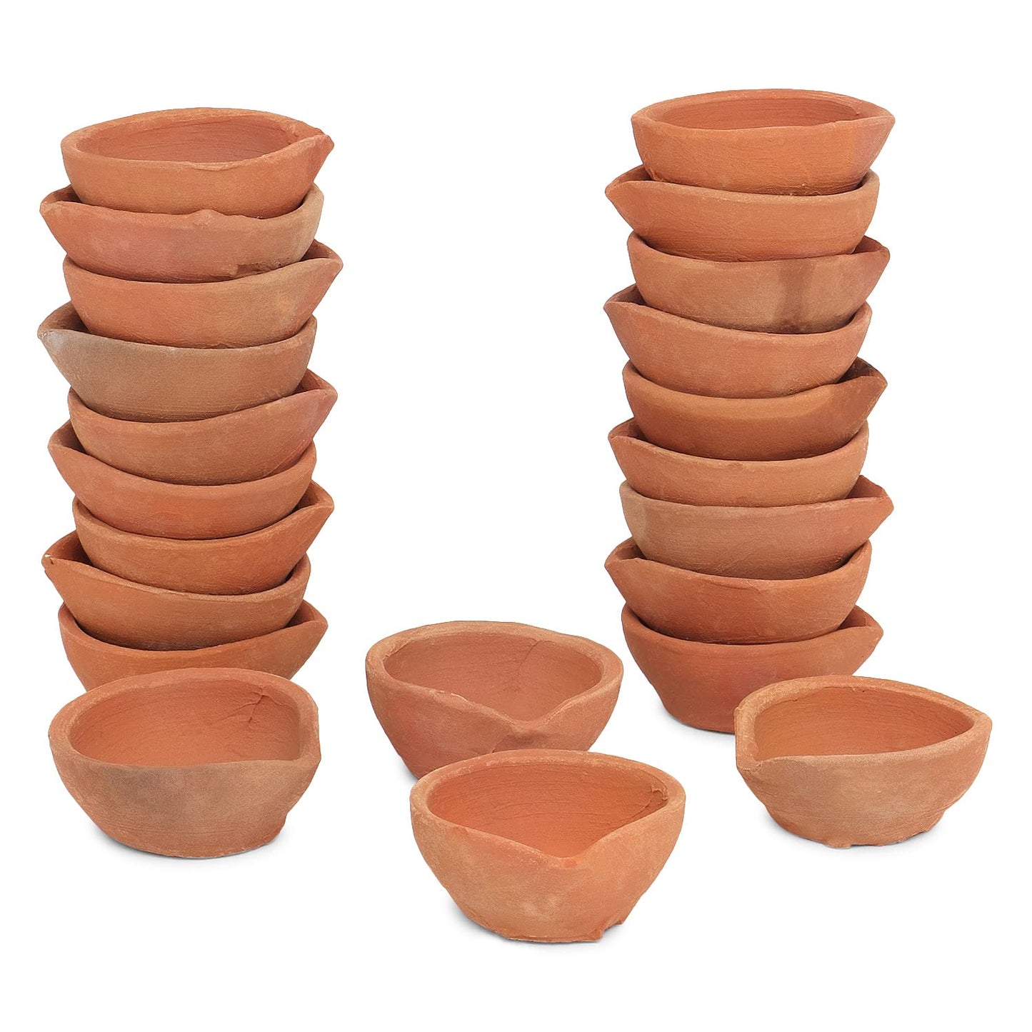 Clay Diya Diwali Diyas for Puja [ 51 Pcs ] Diyas for Pooja - Mitti Diya Earthern Terracotta Diya with Cotton Wicks - Diwali Deco