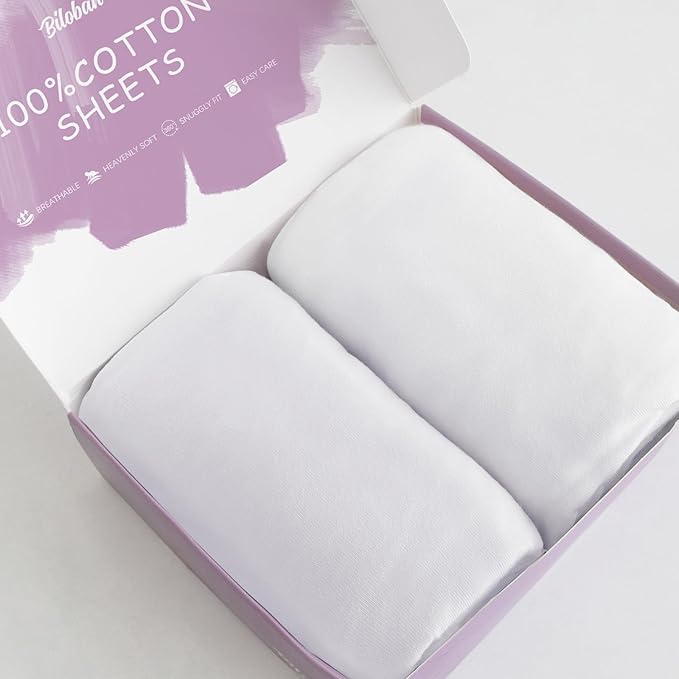 100% Cotton Bassinet Sheets Compatible with Ingenuity Bedside Baby Bassinet and Regalo Basic Bassinet(Small), 2 Pack, Ultra Soft Bassinet Sheet for Baby, White