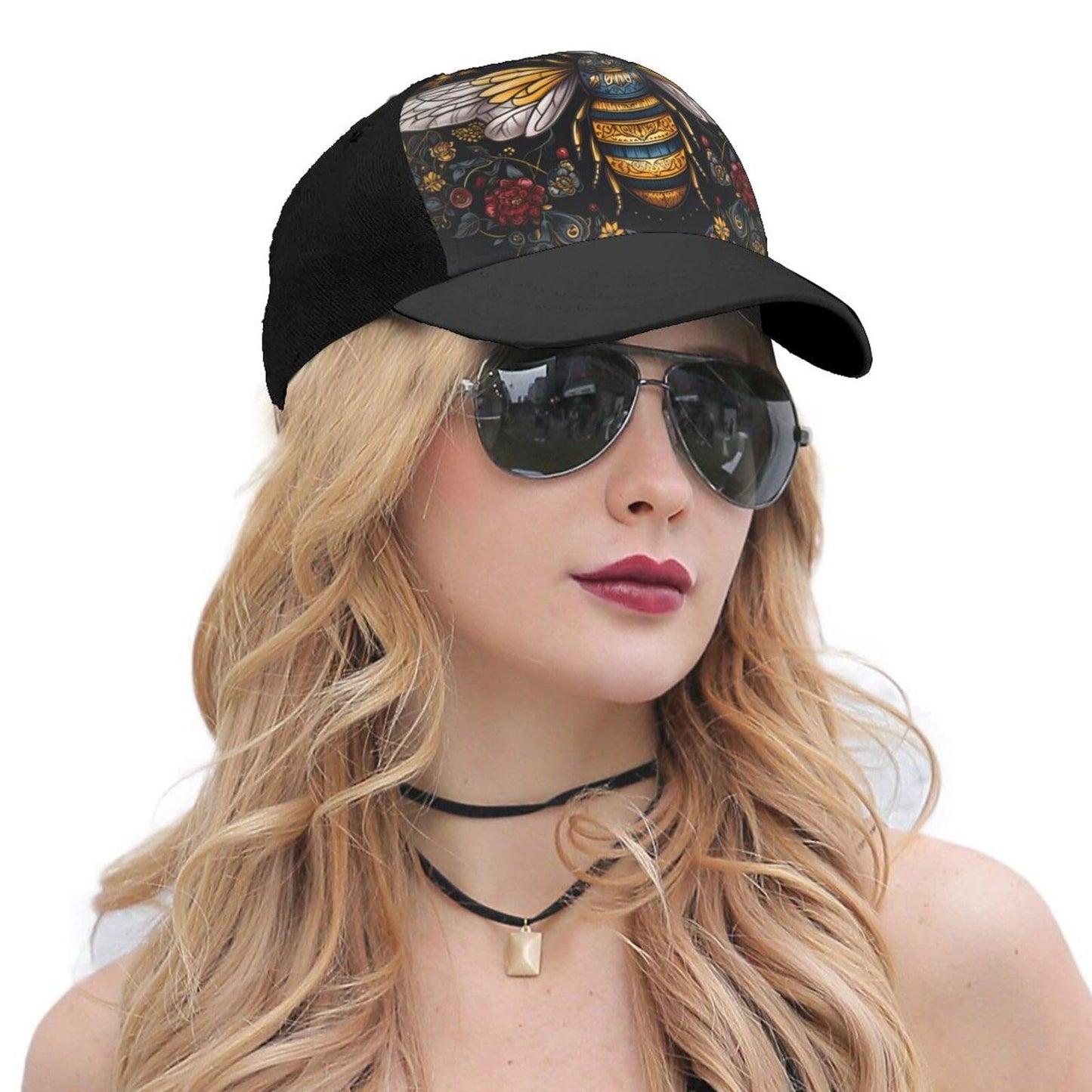 PVTIONXIE Bee with Queen 1 Baseball Cap for Men Women, Fashion Ballcap Adjustable Snapback Unisex Trucker Dad Hat