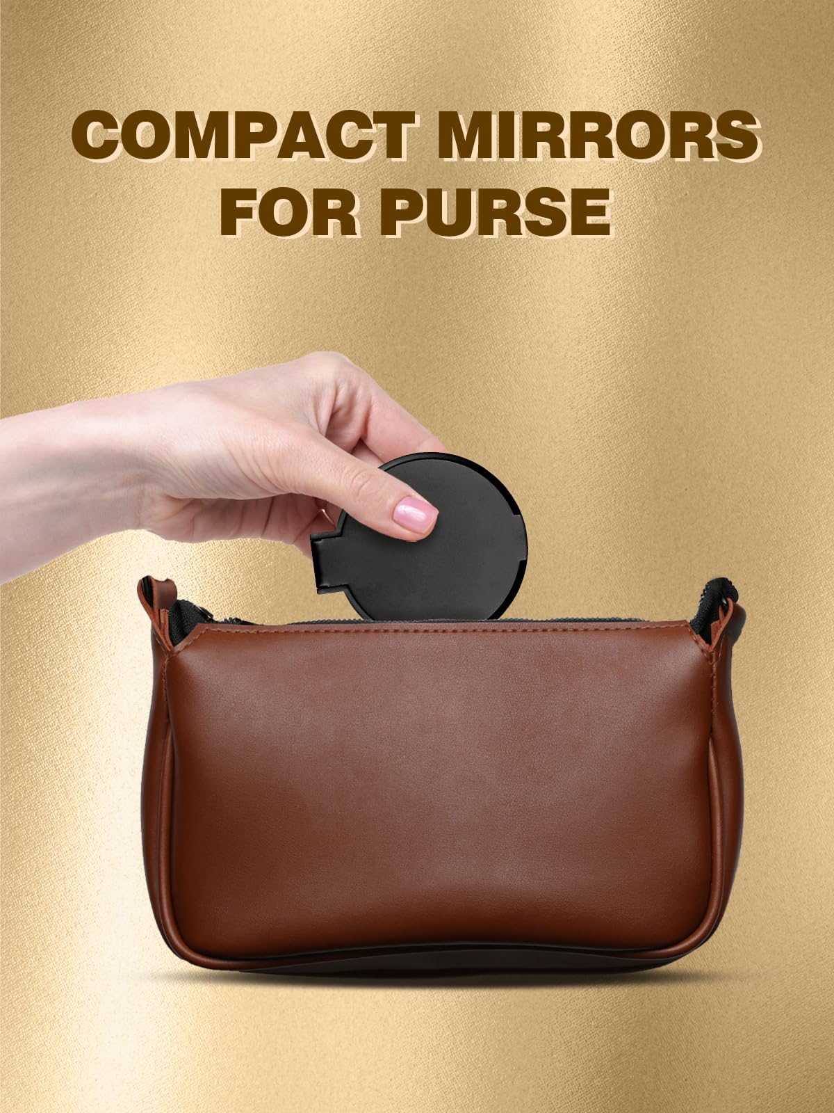 Qislee Compact Mirror Bulk, Round Makeup Mirror for Purse, Set of 12(Black)