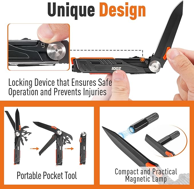 ZOOI Stocking Stuffers for Men Adults, Pocket Multitool Gifts for Men Dad Him, Mens Stocking Stuffers, Mens Christmas Dad Gifts, White Elephant Gift for Adults, Pocket Tools for Fishing Camping Gear