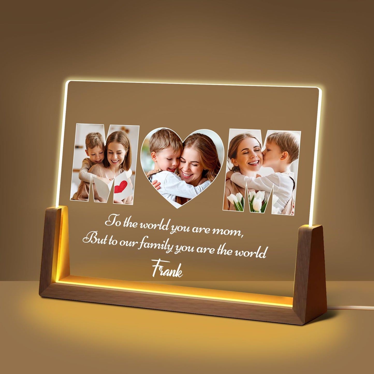 Maiwell Personalized Mothers Day Unique Gifts For Mom Wife  Mom Gifts From Daughter Son Husband  Custom Acrylic Night Light Picture Frame With Photo Name  Customized Moms Birthday Christmas Gift