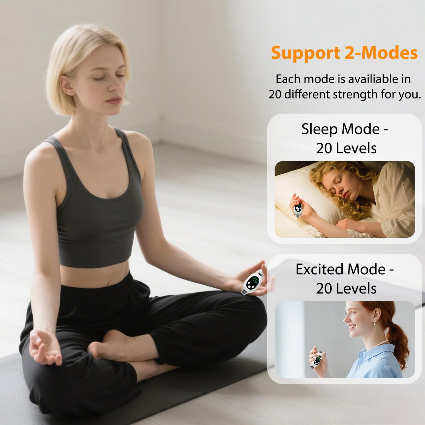 Handheld Sleep Aid Device, Portable Anxiety Insomnia Relief Device Improve Sleep, USB Rechargeable & 20 Intensity Levels, White