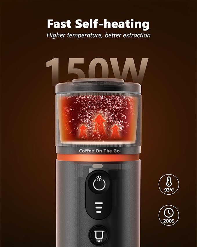 CONQUECO Portable Espresso Coffee Machine: 12V Electric Small Travel Expresso Maker - Self Heating 8 Cups Battery Powered Compatible for Nespresso Capsule - for Camping RV Hiking Office (Forest Green)