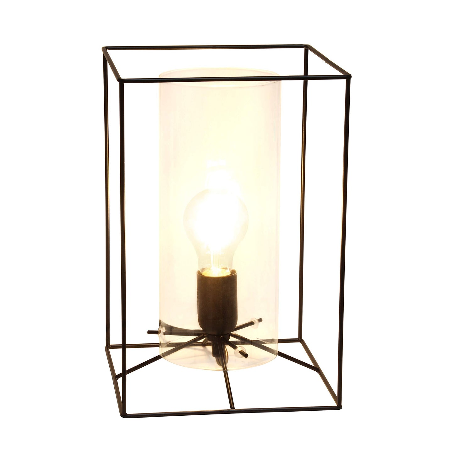 Elegant Designs LT2070-CLR Large Table Lamp, Metal, Black & Clear, 11.8in