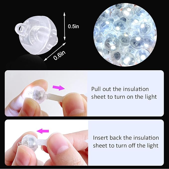 ZGWJ 100PCs Balloon Lights, Mini Round Led Ball Light up Balloons for Paper Lantern, Neon Party Lights Easter Eggs Christmas Halloween Birthday Party Wedding Decoration