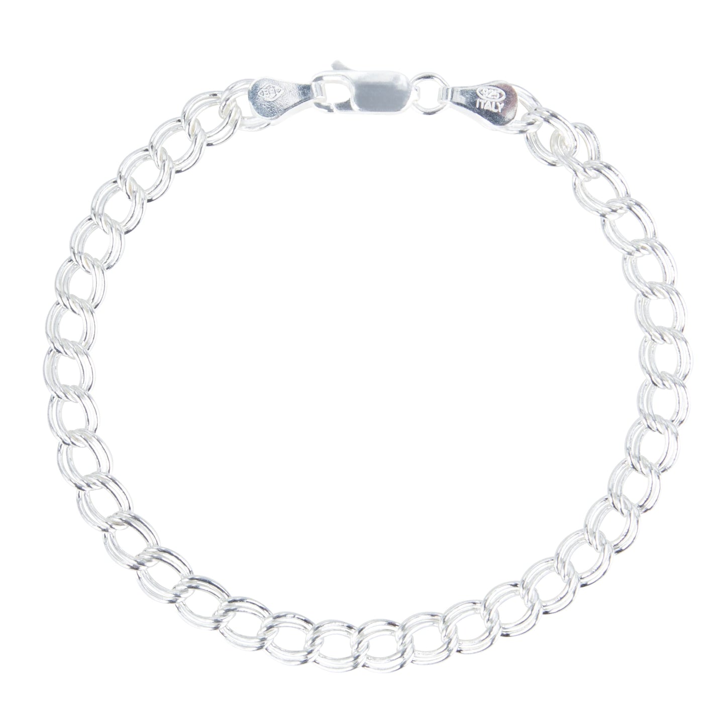PORI JEWELERS 925 Sterling Silver Italian Charm Link Chain Bracelet for Men and Women -Size 9