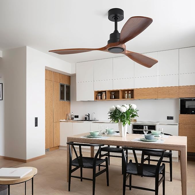 NicBex Ceiling Fan 48 Inch Ceiling Fan without Light Ceiling Fans with 3 Wood Blades and Remote Control Reversible DC Motor Ceiling Fan for Bedroom, Living Room, Brown