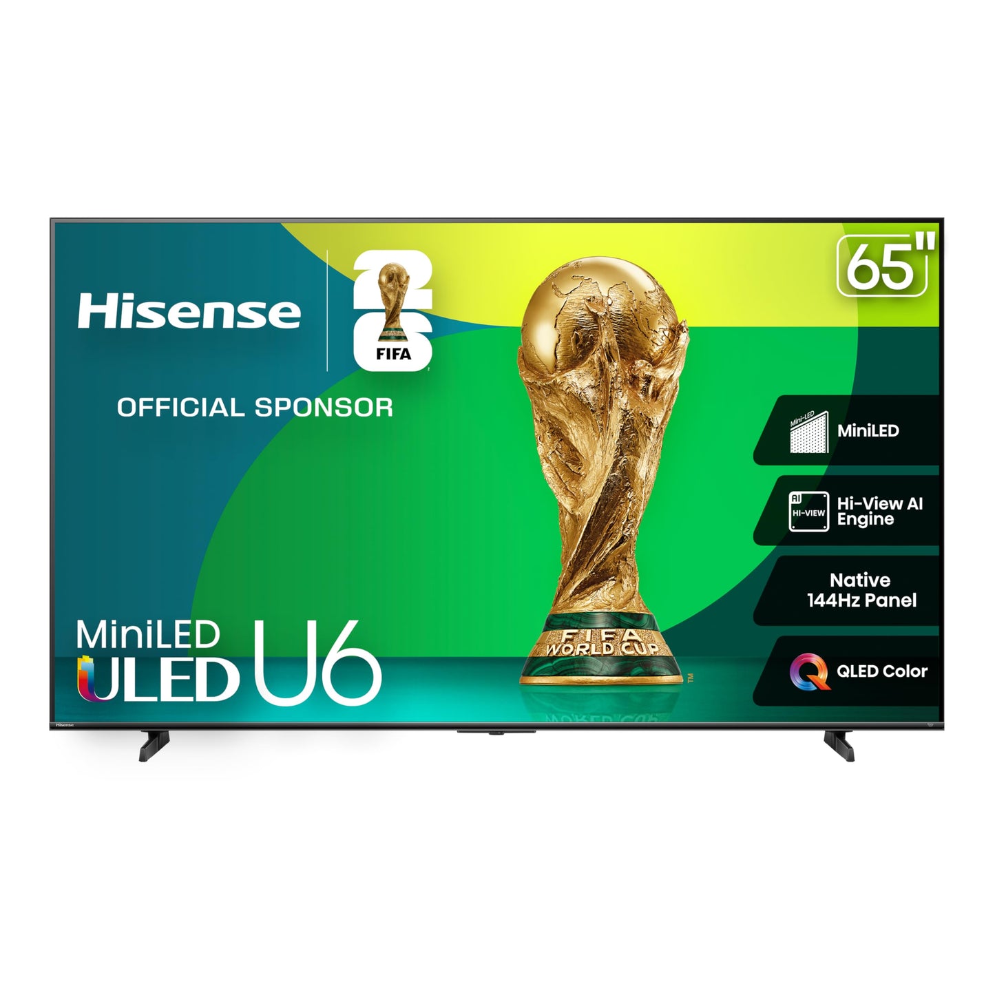 Hisense 65" Class U6 Series Best Value Mini-LED 4K UHD Smart HDR Gaming Fire TV (65U65QF, 2025 Model) - QLED, Native 144Hz, Motion Rate 480, Dolby Vision IQ, Dolby Atmos, Game Mode Pro, Alexa Built In