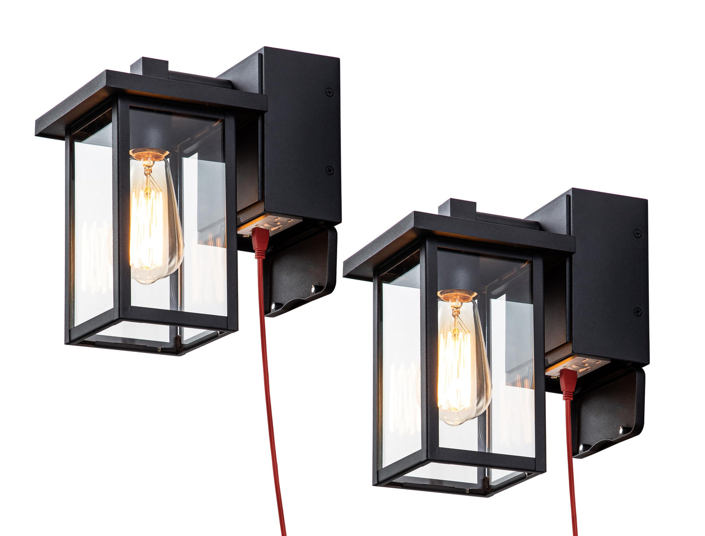 Oupavocs Outdoor Lights With Gfci Outlet  Black Front Porch Lights  Exterior Lighting Fixture With Outlet  Waterproof Outdoor Wall Sconce Wall Mount For House Garage  Patio  2 Packs