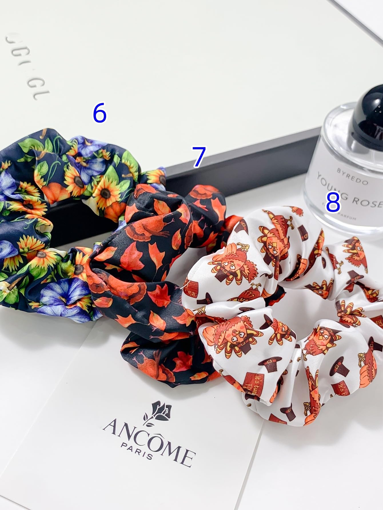 Thanksgiving Pumpkin Hair Scrunchy Fall Turkey Ponytail Holder Thanksgiving Hair Scrunchies JHT22 (Set-D)