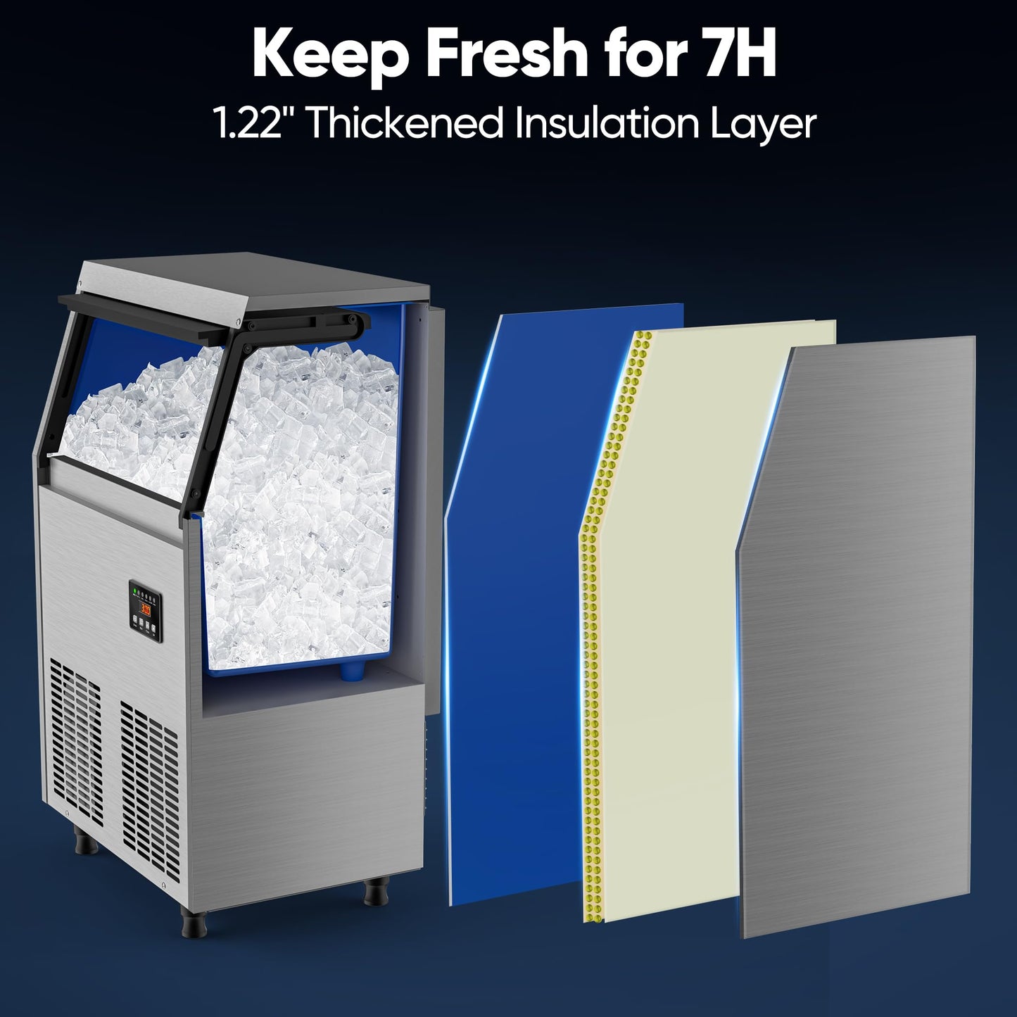 Coolski Commercial Ice Maker Machine 200LBS/24H, Under Counter Ice Maker with 35LBS Storage Capacity, Stainless Steel Ice Machine for Restaurant Home Bar, DOE