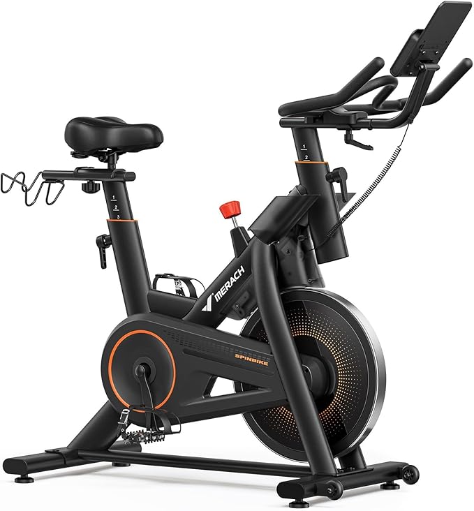 Merach Exercise Bike for Home Gym, Low Noise Stationary Bike with Automated Manual Magnetic Resistance, Indoor Workout Bik...