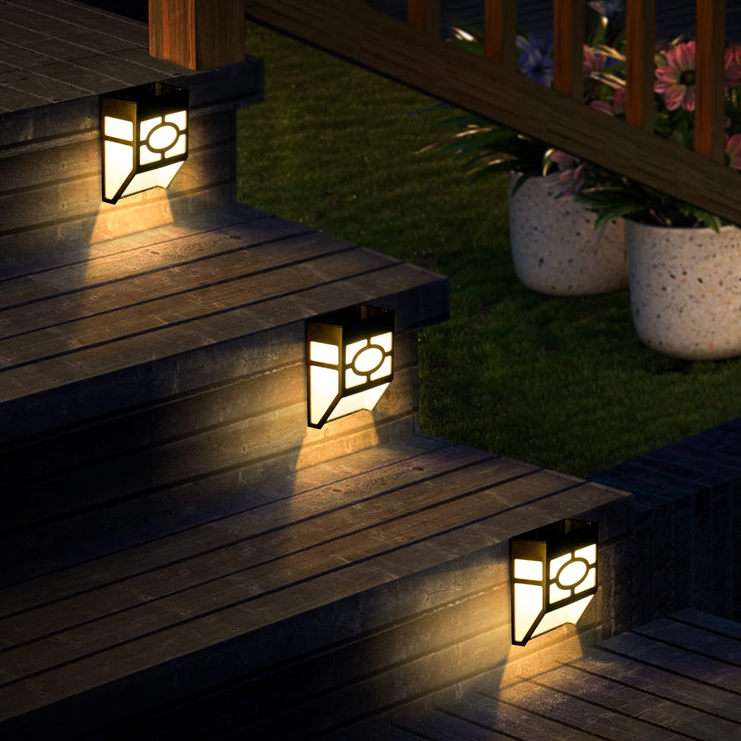 SOLPEX Solar Deck Lights, 16 Pack, RBG/Warm White LED, Outdoor Decorative Lighting for Garden, Yard, Post, Path & Driveway, Model 8551