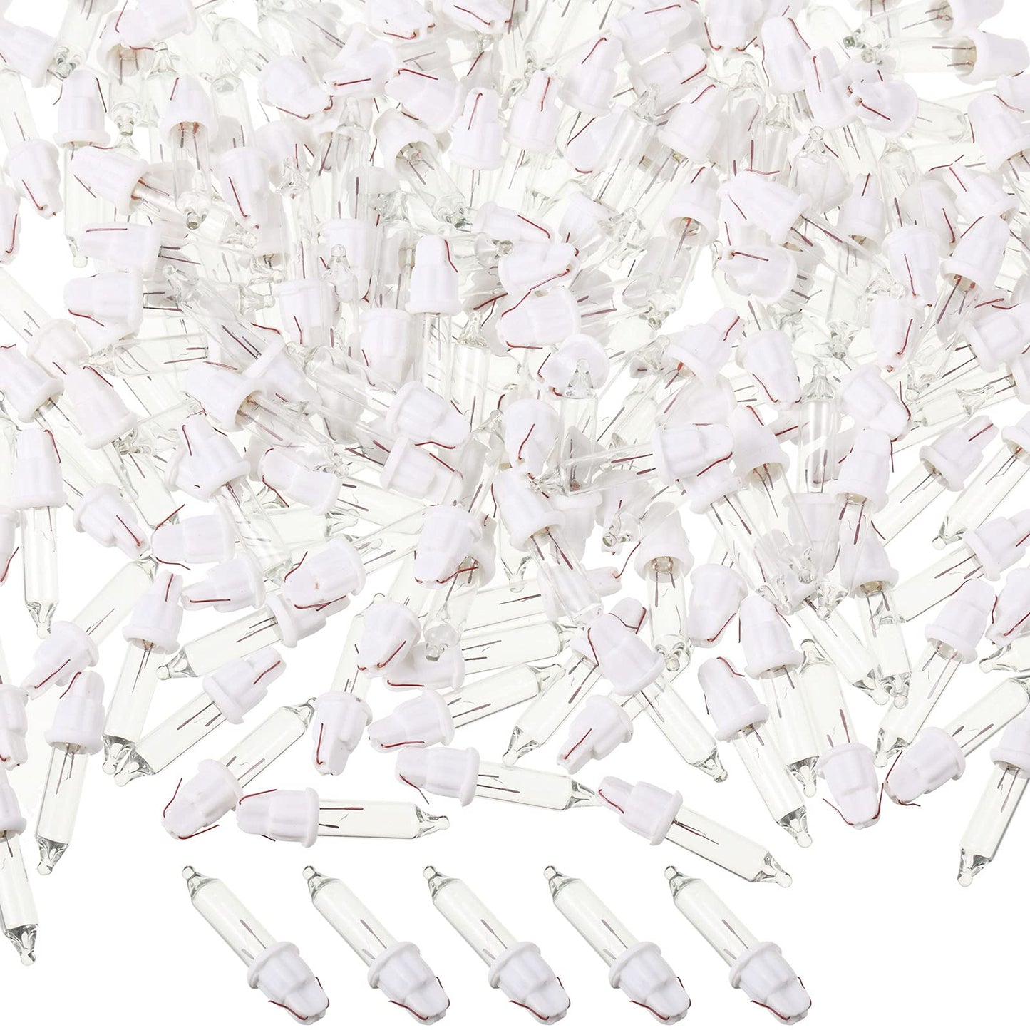 Mudder 100 Pieces 2.5V Replacement Christmas Tree Light Bulbs Mini Incandescent Wire String Lights Replacement Bulbs For Halloween  Xmas Tree Decoration  Holiday(White Base With Warm White Bulb)