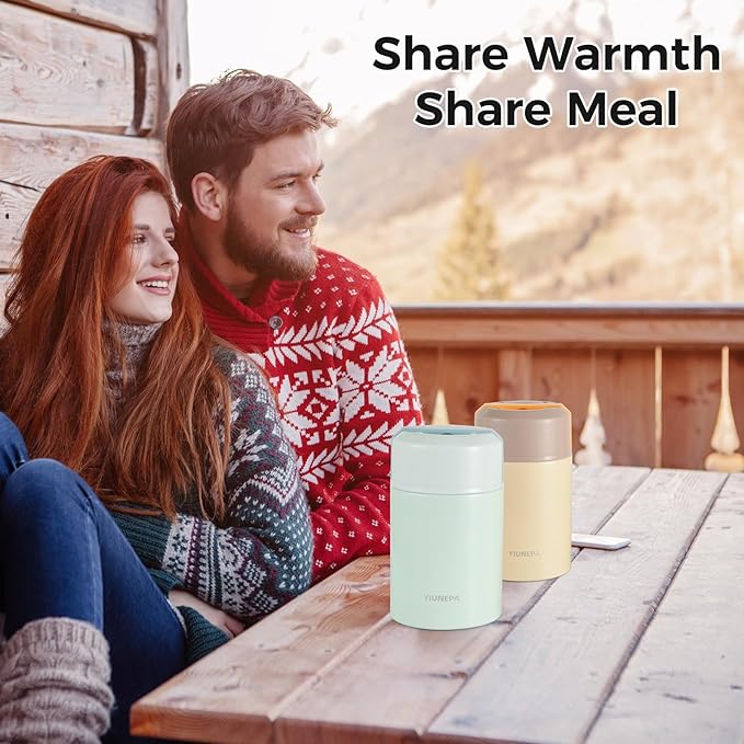 Insulated Food Jar 33.8oz, 316 Stainless Steel Lunch Container, 12H Hot 24H Cold Soup Thermo, Leak-Proof Thermo Jar for Work, Construction, Travel (Blue)