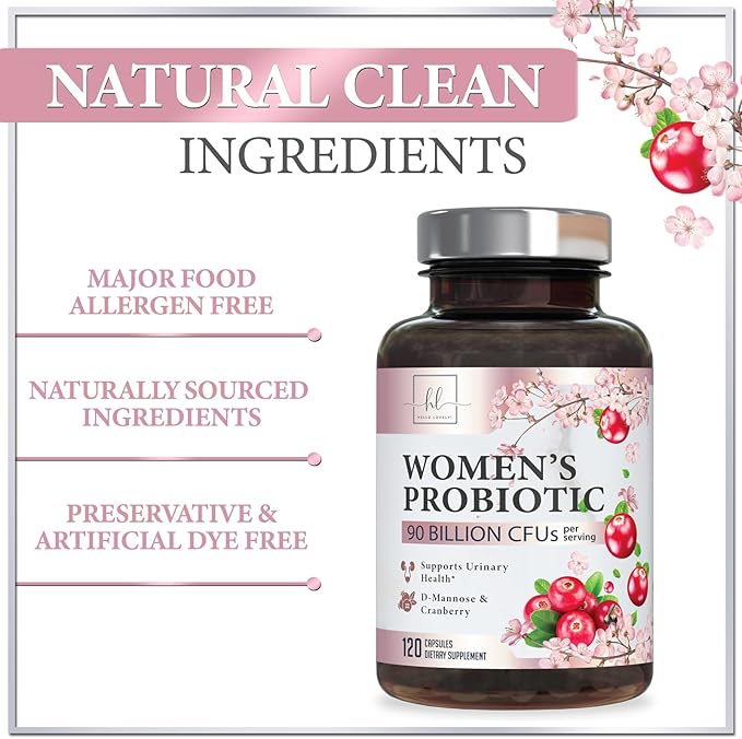 Probiotics for Women 90 Billion CFU, pH Balance for Feminine Vaginal Odor, 16 Probiotic Strains with Prebiotics, Cranberry, D-Mannose & Digestive Health, Immune Support, Shelf Stable - 120 Capsules