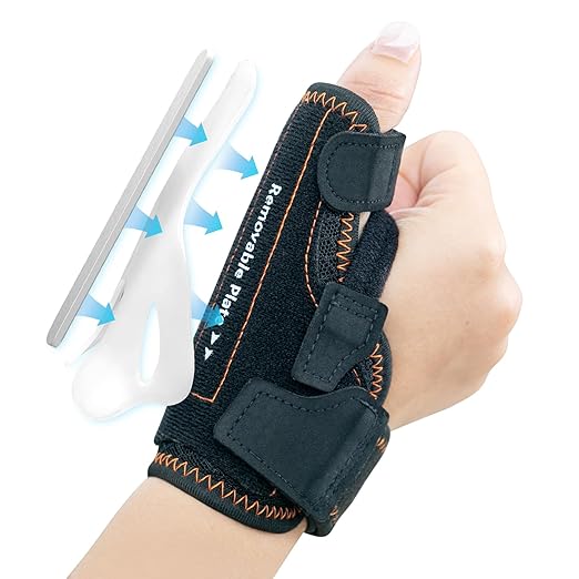 CURECARE New Upgraded 2 in 1 Thumb Brace, Removable Thumb Spica Splint Left Right Hand with 3 Level Stability, Reversible ...