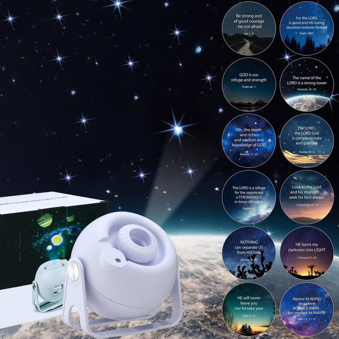 Aurelema Bible Verses Projector Galaxy Projector Includes 12 Interchangeable Christian Discs Night Light Set Project Religious on Walls or Ceilings for Gift(Bible)