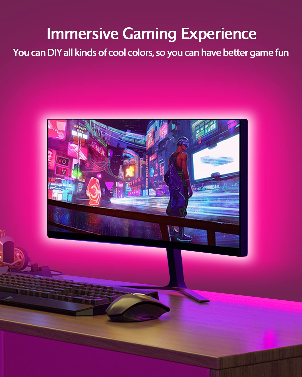 Daymeet LED Backlight for TV, RGB Light Strip, 9.8ft for 32in-60in TV, USB Powered, Remote & Music Sync, Model DML-3M-RGB