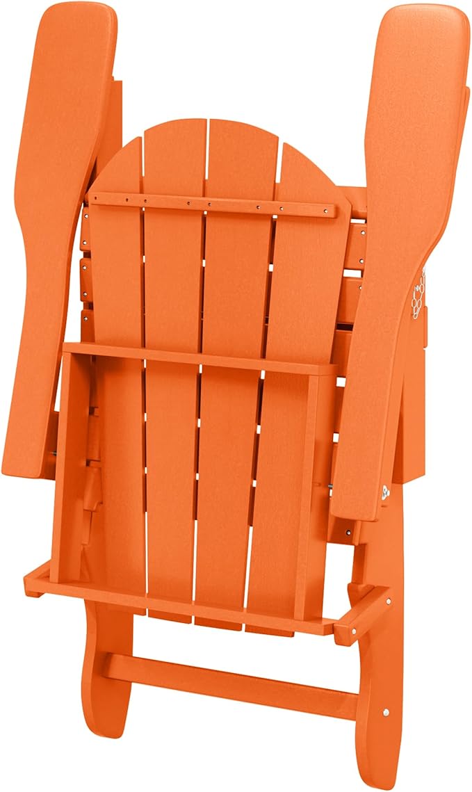 Westin Outdoors Laguna WO Home Furniture Adirondack Chair 4 PC Set Classic Outdoor Patio Folding Chair for Bon Fire Pit Lawn Backyard Beach Plastic Weather-Resistant (Orange)