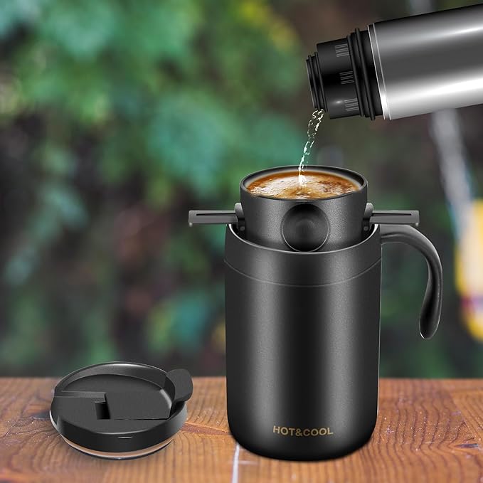 16oz Camping Coffee Maker Pour Over Coffee Maker Set，Camp Pour Over Set，Portable Coffee Kit for Travel, Camping, Offices, Backpacking