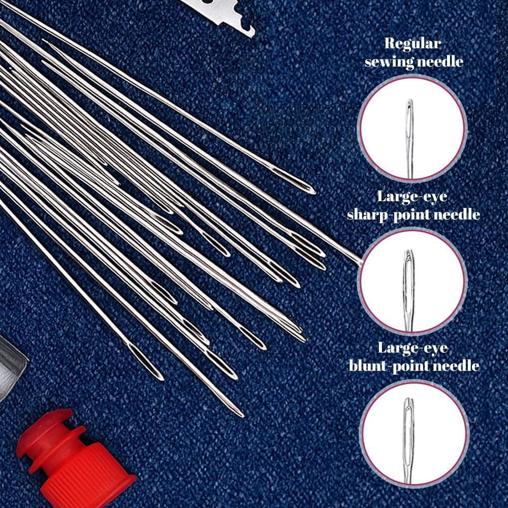 31PCS Sewing Tool Set, 2026 New Big Eye Steel Sewing Needles Kit, Stainless Steel Needles for Hand Sewing Kit, Portable DIY Hand Made Craft Set for Handcraft Lovers (31 Pcs)