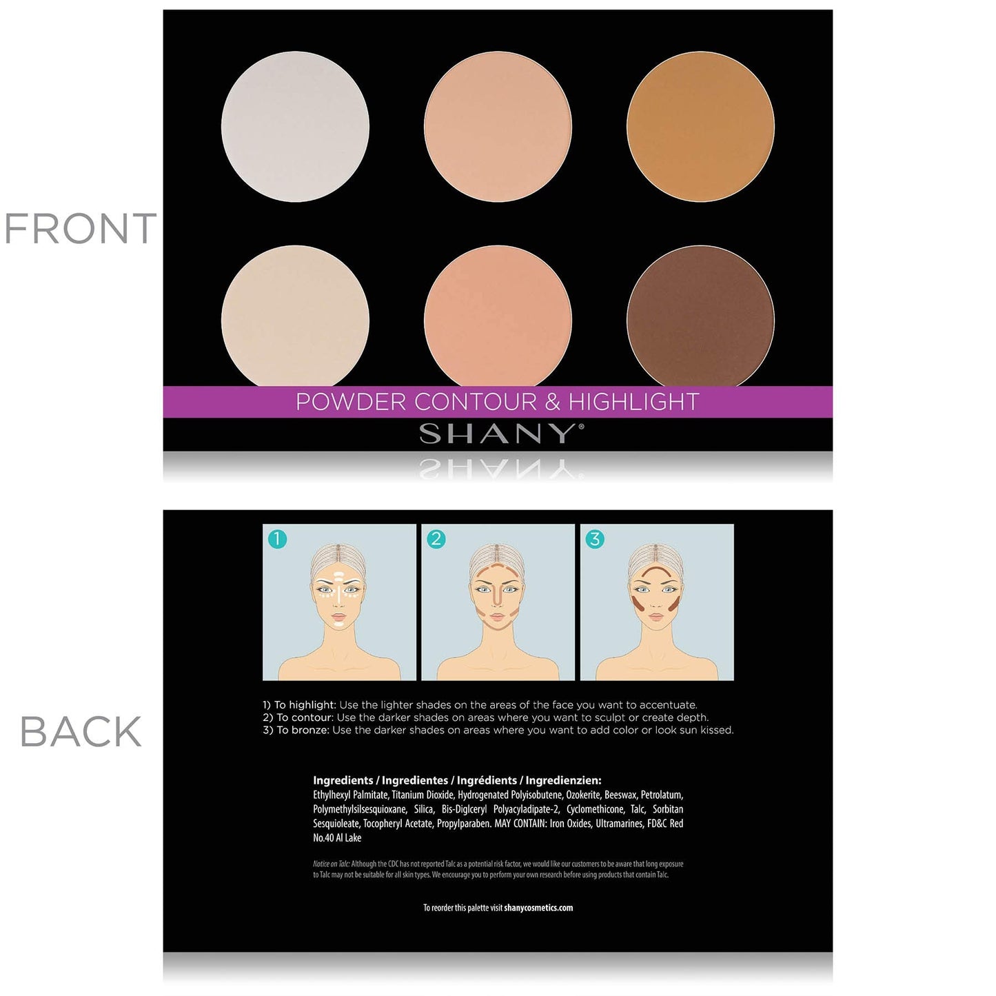 SHANY Powder Contour & Highlighter Sculpting Palette - Layer 3 - Refill for the 6 Layer Mini Masterpiece Collection Makeup Set