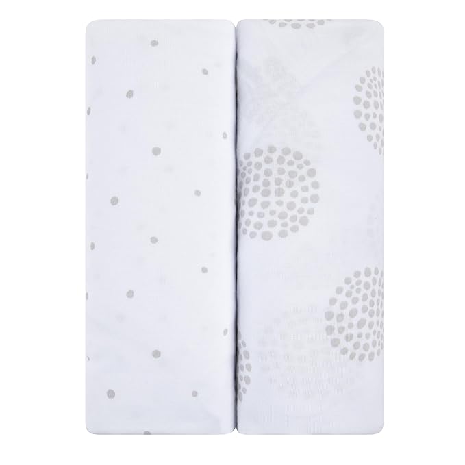 Ely’s & Co. Crib Sheets, Baby Boy/Girl Fitted Crib Mattress Sheet Set, 2 Pack, 100% Jersey Knit Cotton, Infant and Toddler Nursery Bedding, Grey Dottie Print, 28” x 52”