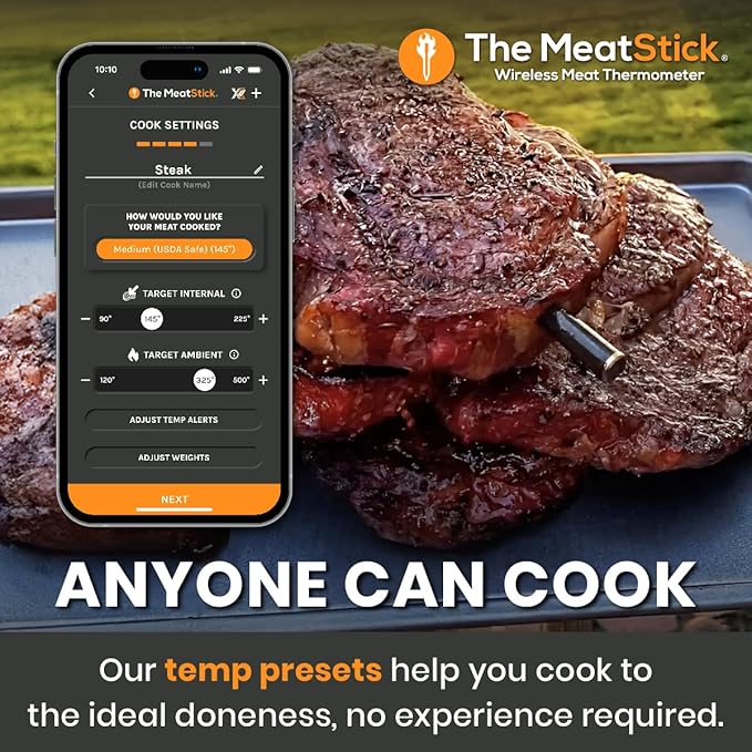 MeatStick Chef Duo Bundle [2-Probe/650ft Range] | Quad Sensors Smart Wireless Meat Thermometer with Bluetooth | for Grilling, BBQ, Air Fryer, Deep Frying, Oven, Sous Vide, Rotisserie