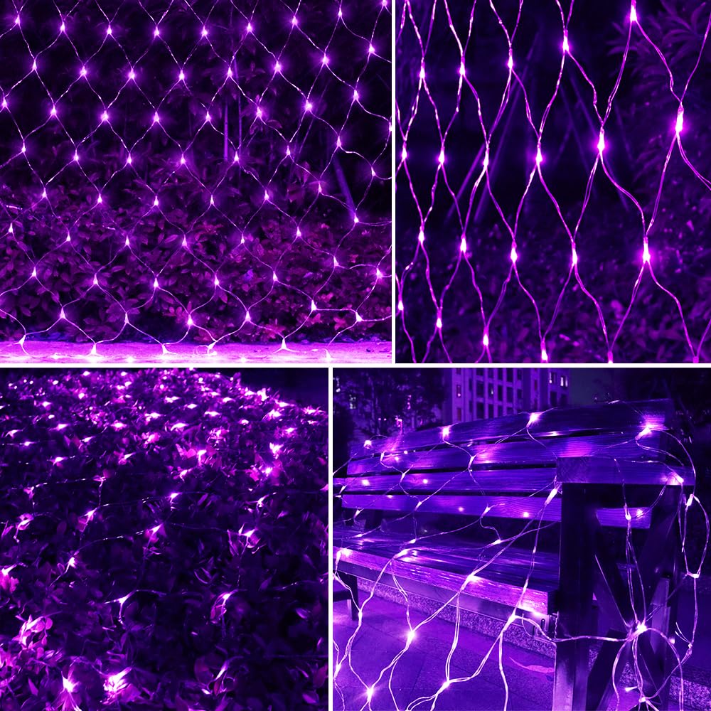Vicila 240Led Net Light Halloween Decor Mesh Lights  Tree Warp Fairy Lights Outdoor Hanging String Light For Home  Bedroom  Christmas  Garden  Walkway  Bushes Decor-9.8Ft X 6.6Ft(Purple)