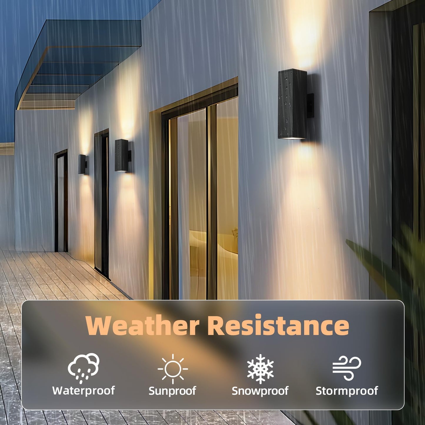 Dusk To Dawn Outdoor Lighting  Led Square Up And Down Outdoor Sconce Lights  Matte Black Exterior Lighting Fixtures With 7W Led Bulbs  Front Porch Lights For House  Garage  Patio  Doorway  4 Pack