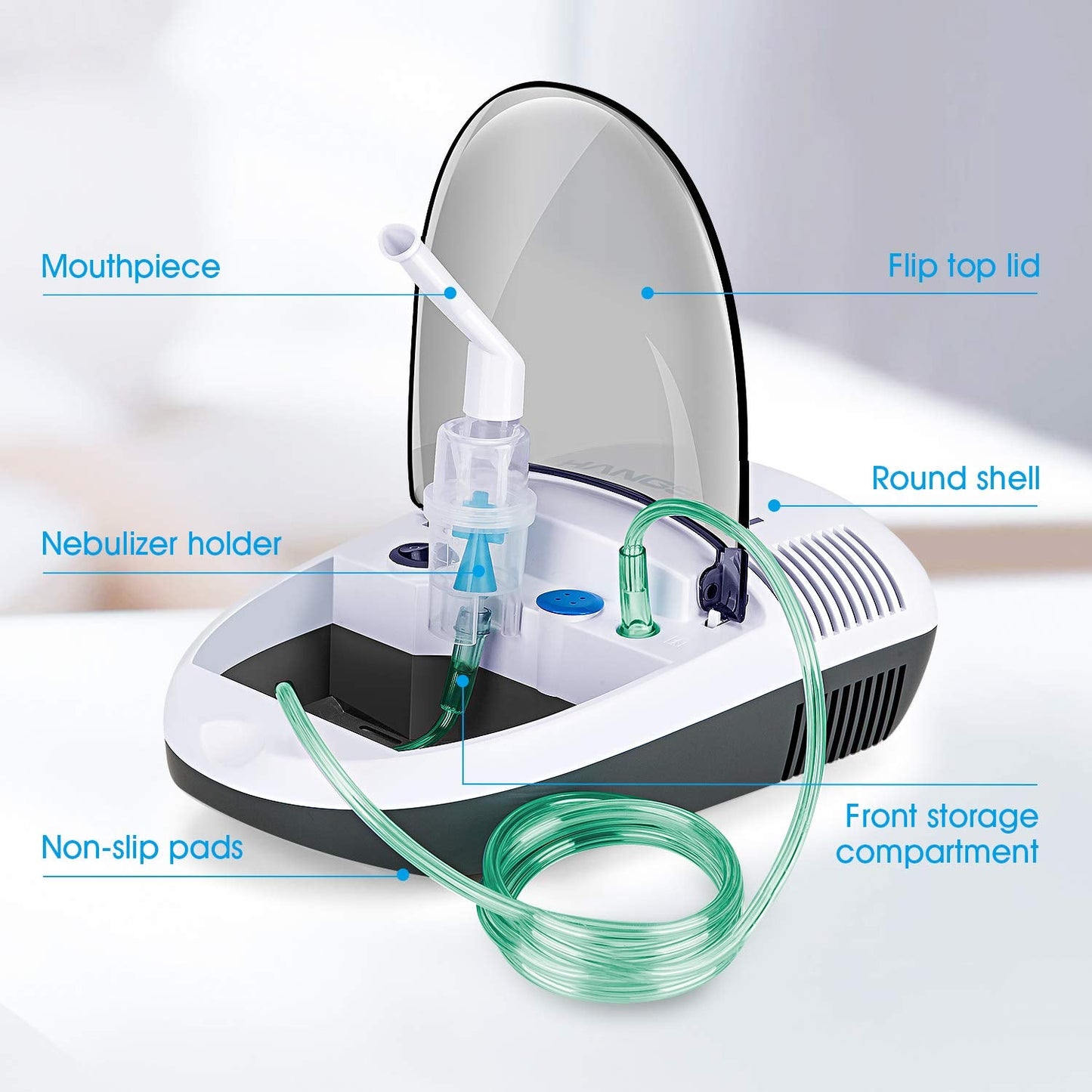 Portable Nebulizer for Adults and Kids, Low Noise Desktop Machine for Home or Travel Use with Replacement Accessories